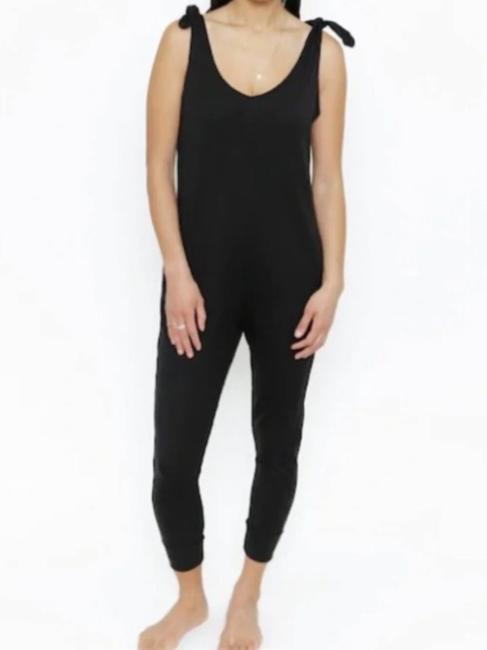 Smash + Tess Ribbed Knot Your Average Romper Midnight Black Size XL